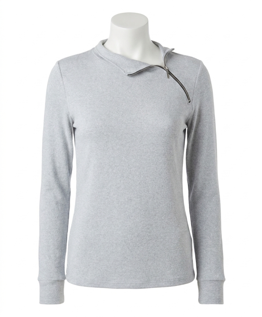 NEW FRENCH KYSS zip neck top in slate
